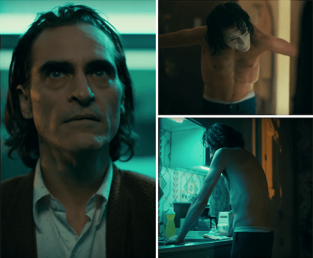 Kollage på skådespelaren Joaquin Phoenix från filmen "Joker".