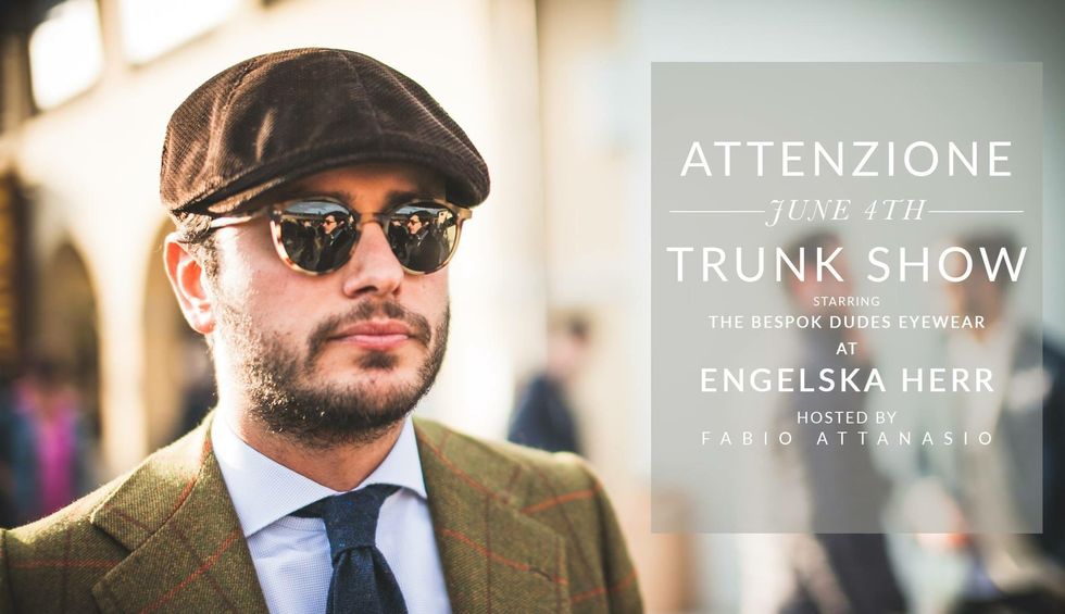 Engelska Herr håller Trunk Show med TBD Eyewear